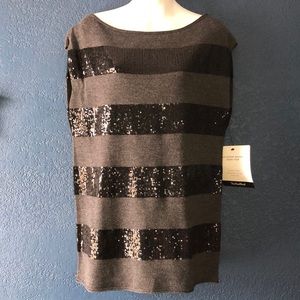 Alice and Olivia Grey and Black Sequin Top